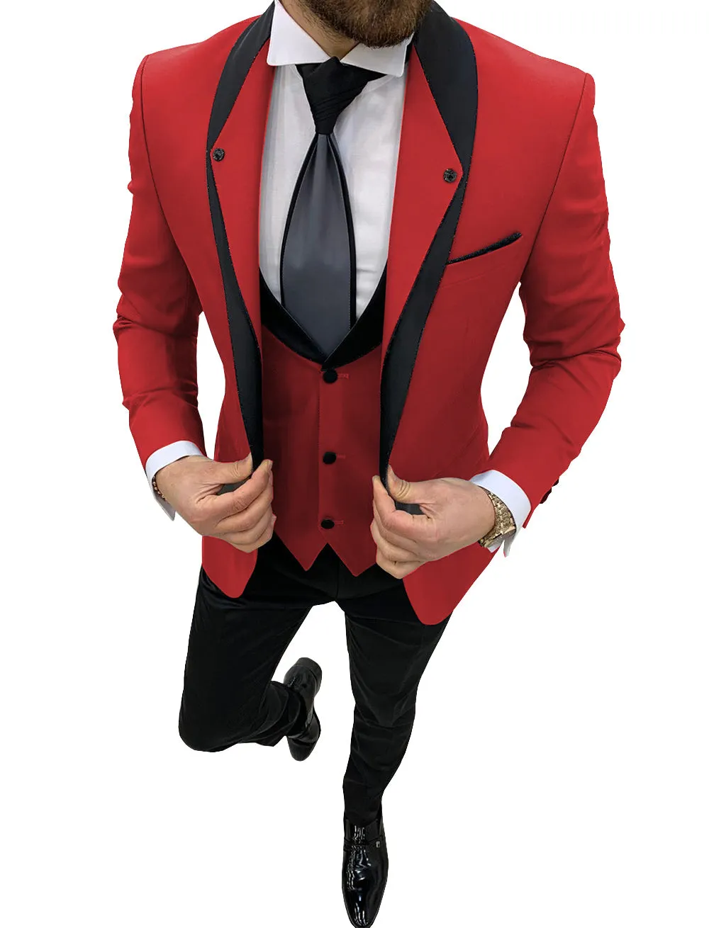 Casual Men's 3 Pieces Mens Suit Shawl Lapel Tuxedos (Blazer vest Pants)