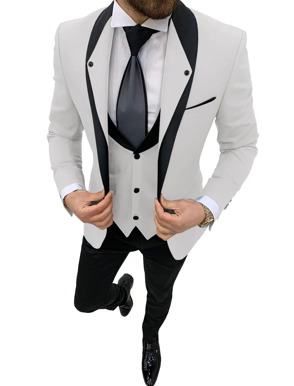 Casual Men's 3 Pieces Mens Suit Shawl Lapel Tuxedos (Blazer vest Pants)