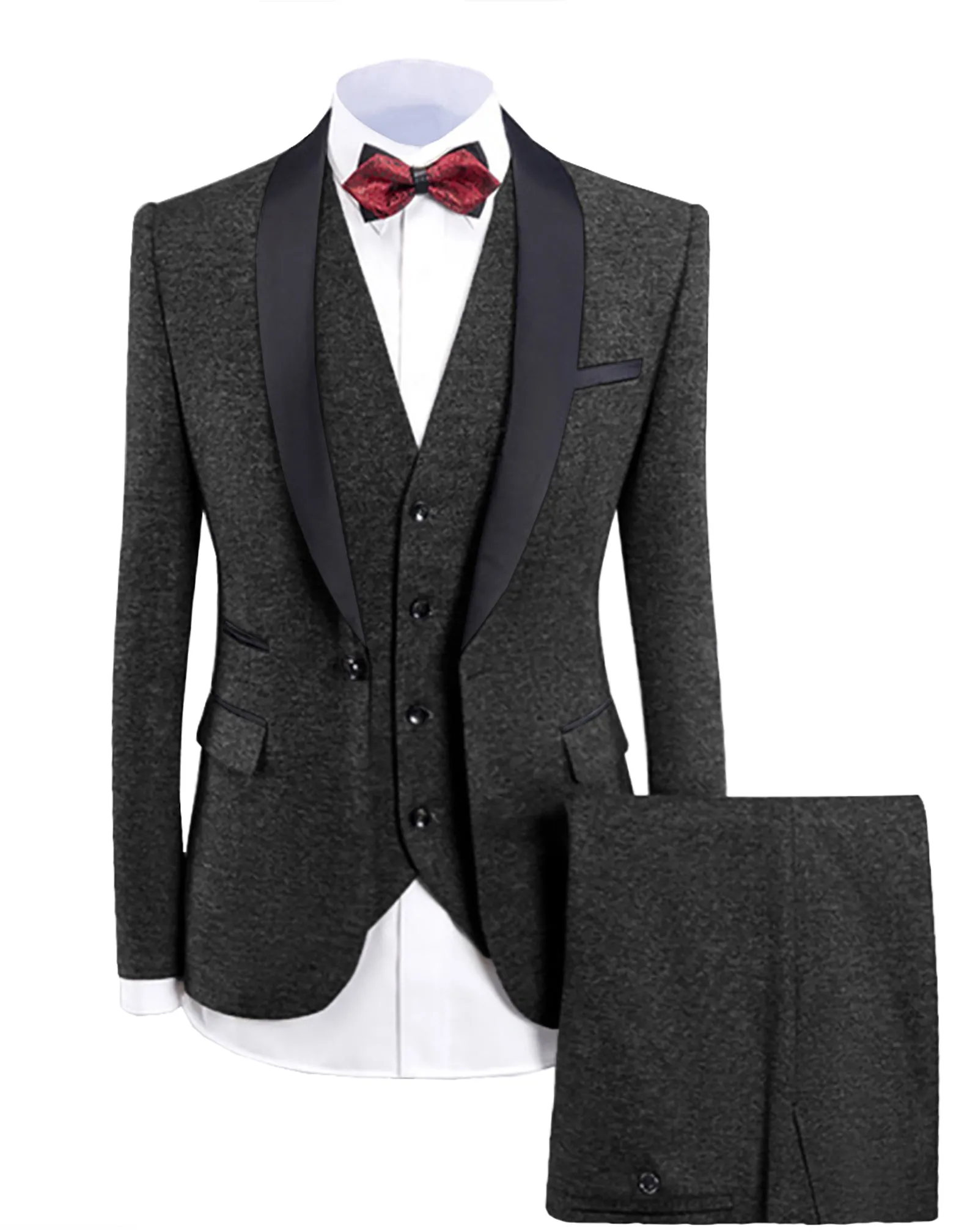 Casual Men's 3-Pieces Mens Suit Shawl Lapel Tuxedos (Blazer vest Pants)