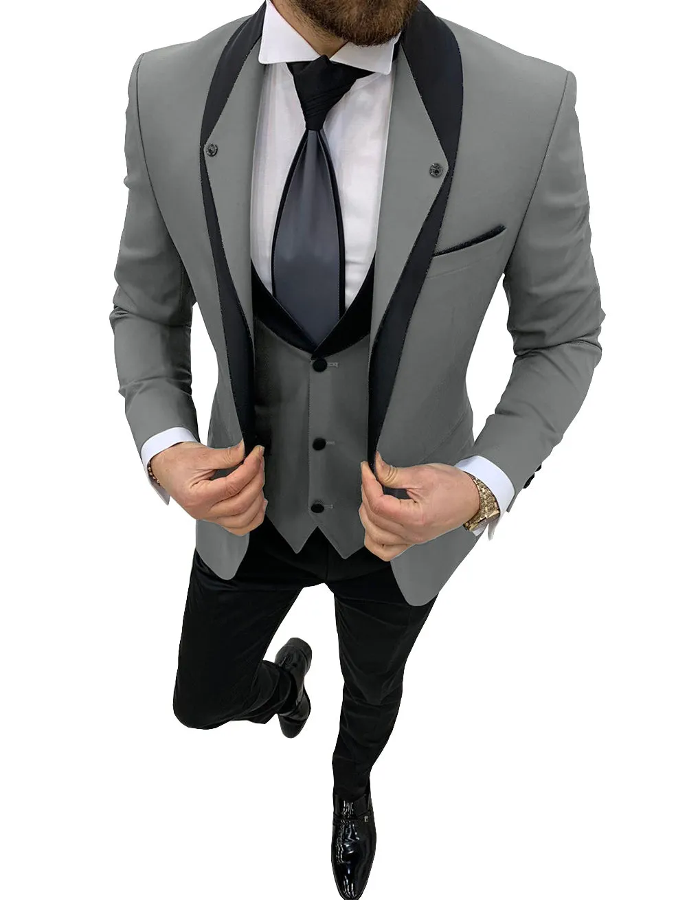 Casual Men's 3 Pieces Mens Suit Shawl Lapel Tuxedos (Blazer vest Pants)