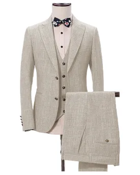 Casual Men's Three-Piece Peak Lapel Wedding Suit for Men (Blazer   Vest   Pants)