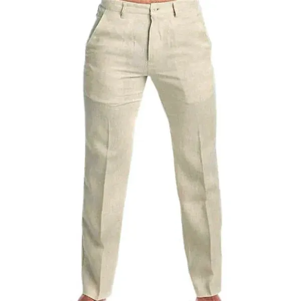 Casual Solid Color Linen Blend Loose Casual Pants