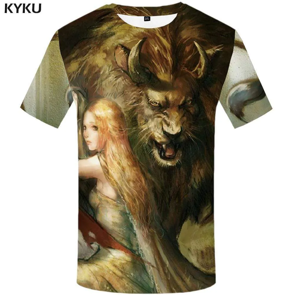 Cattle T-shirts Men Animal Tshirt Anime Art T-shirt 3d Beauty T shirts Funny Character Tshirts Print Mens Clothing Hip hop