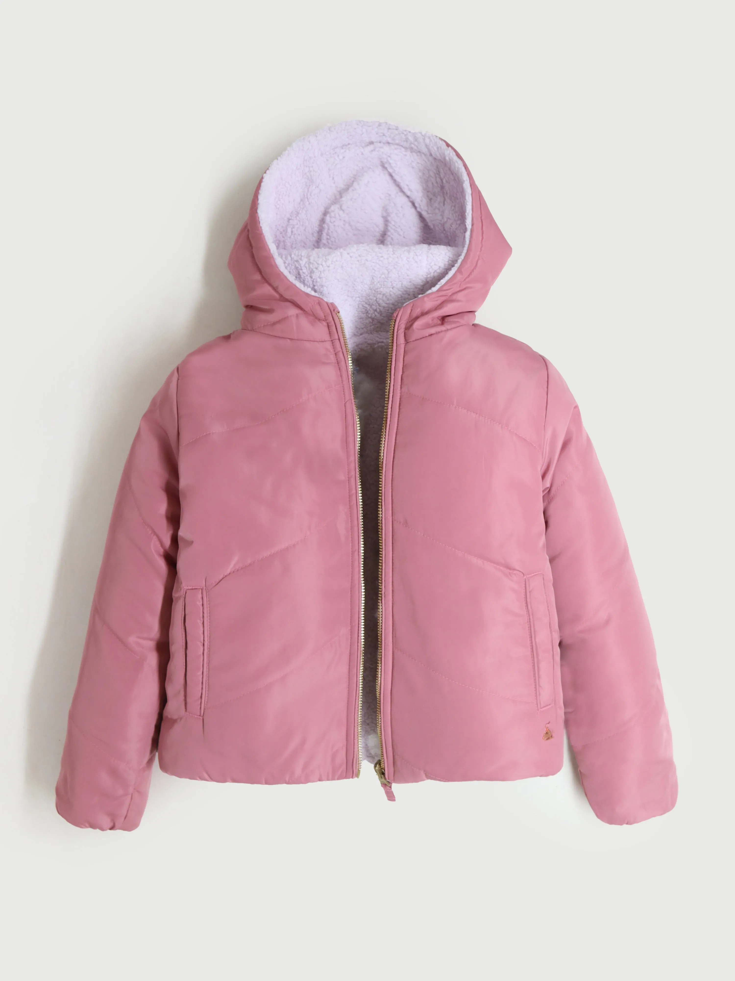 Cherry Crumble Girls Pink & Lilac Regular Length Solid Jacket