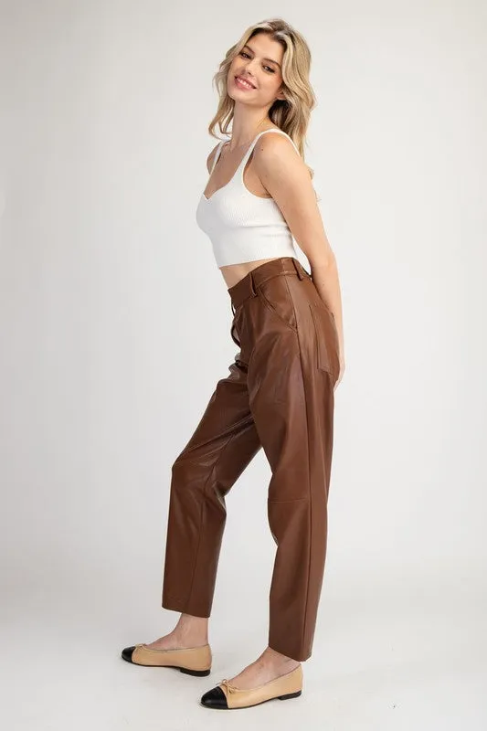 Chestnut Pleather Straight Pants