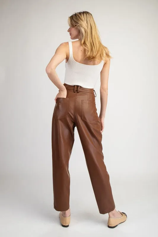 Chestnut Pleather Straight Pants