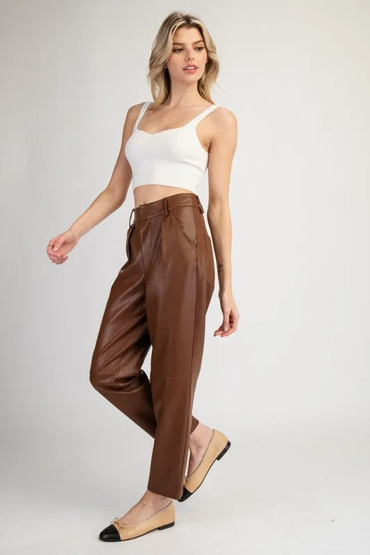 Chestnut Pleather Straight Pants