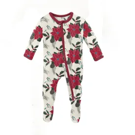 Christmas Floral Zipper Footie