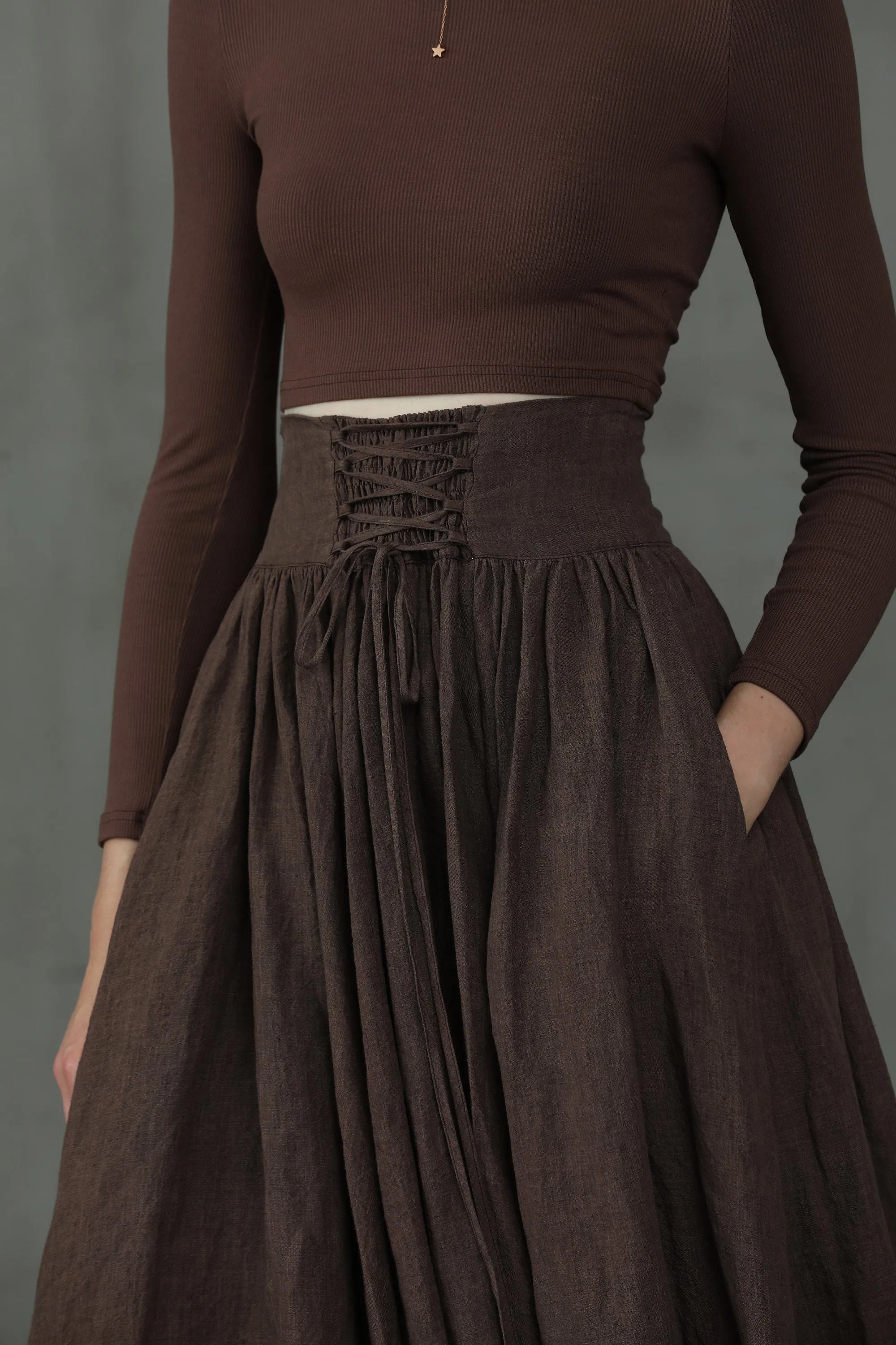 Christmas Tea Dance 5 | Lace-up Maxi Linen Skirt