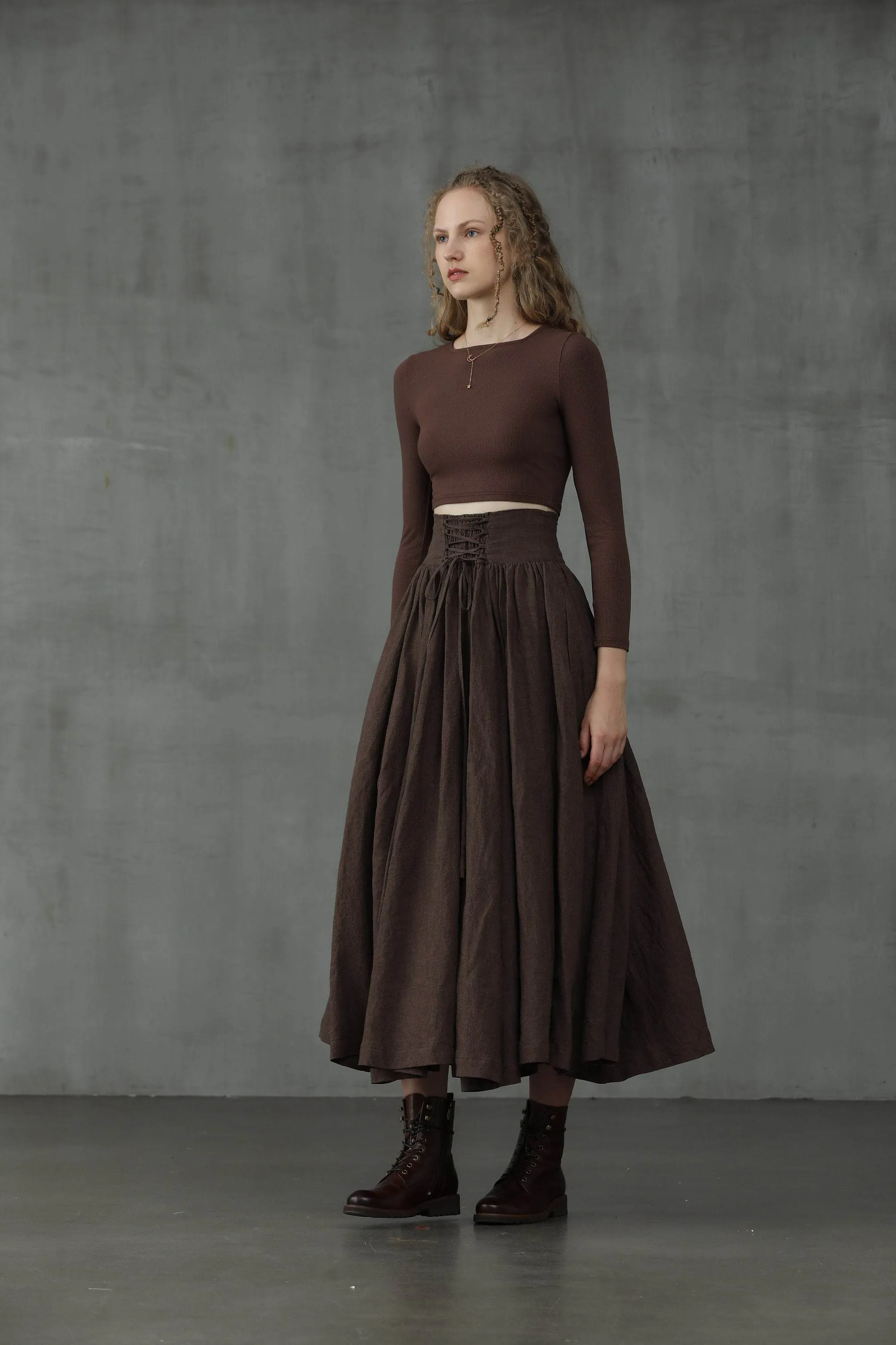 Christmas Tea Dance 5 | Lace-up Maxi Linen Skirt