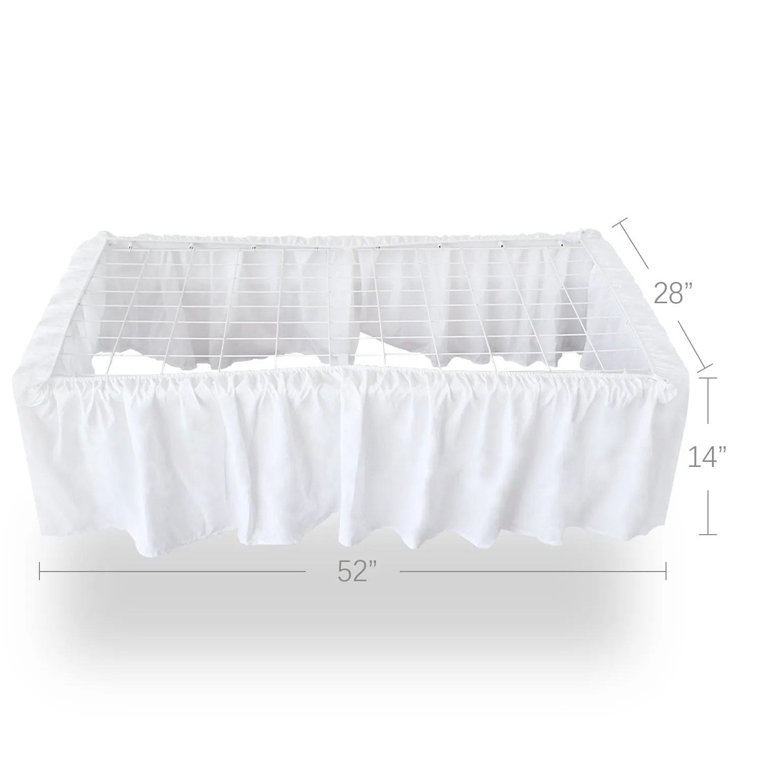 Crib Skirt - Dust Ruffle, Elastic Adjustable Fit, Easy On/Off, 14" Drop, White (for Standard Crib/ Toddler Bed)