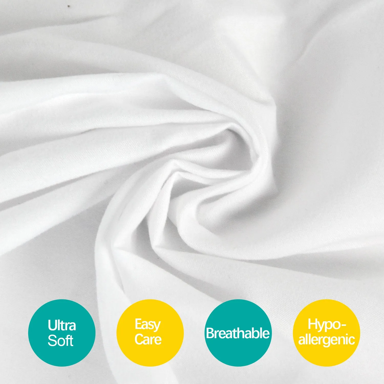 Crib Skirt - Dust Ruffle, Elastic Adjustable Fit, Easy On/Off, 14" Drop, White (for Standard Crib/ Toddler Bed)