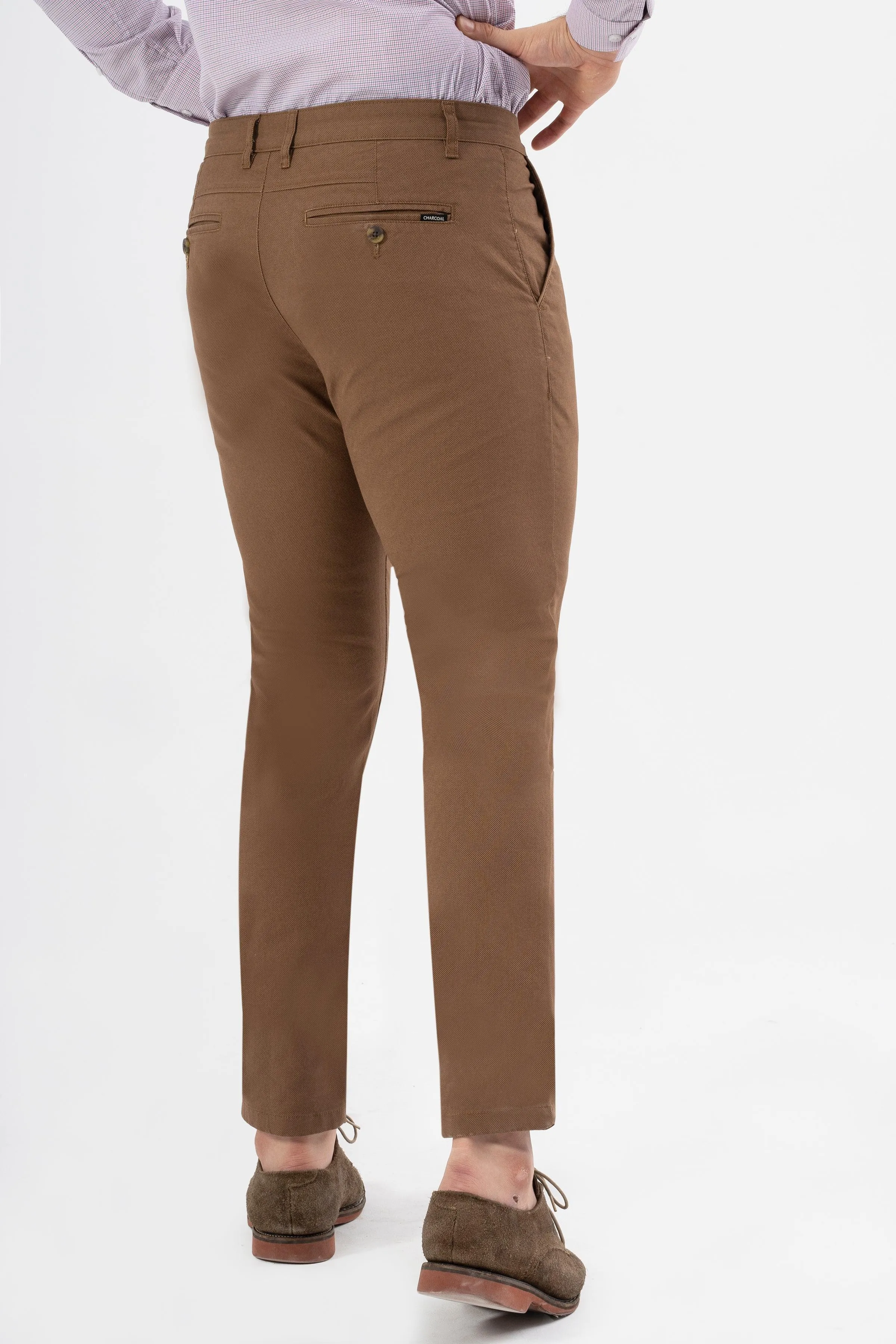 CROSS POCKET PRINTED SLIMFIT PANT BROWN