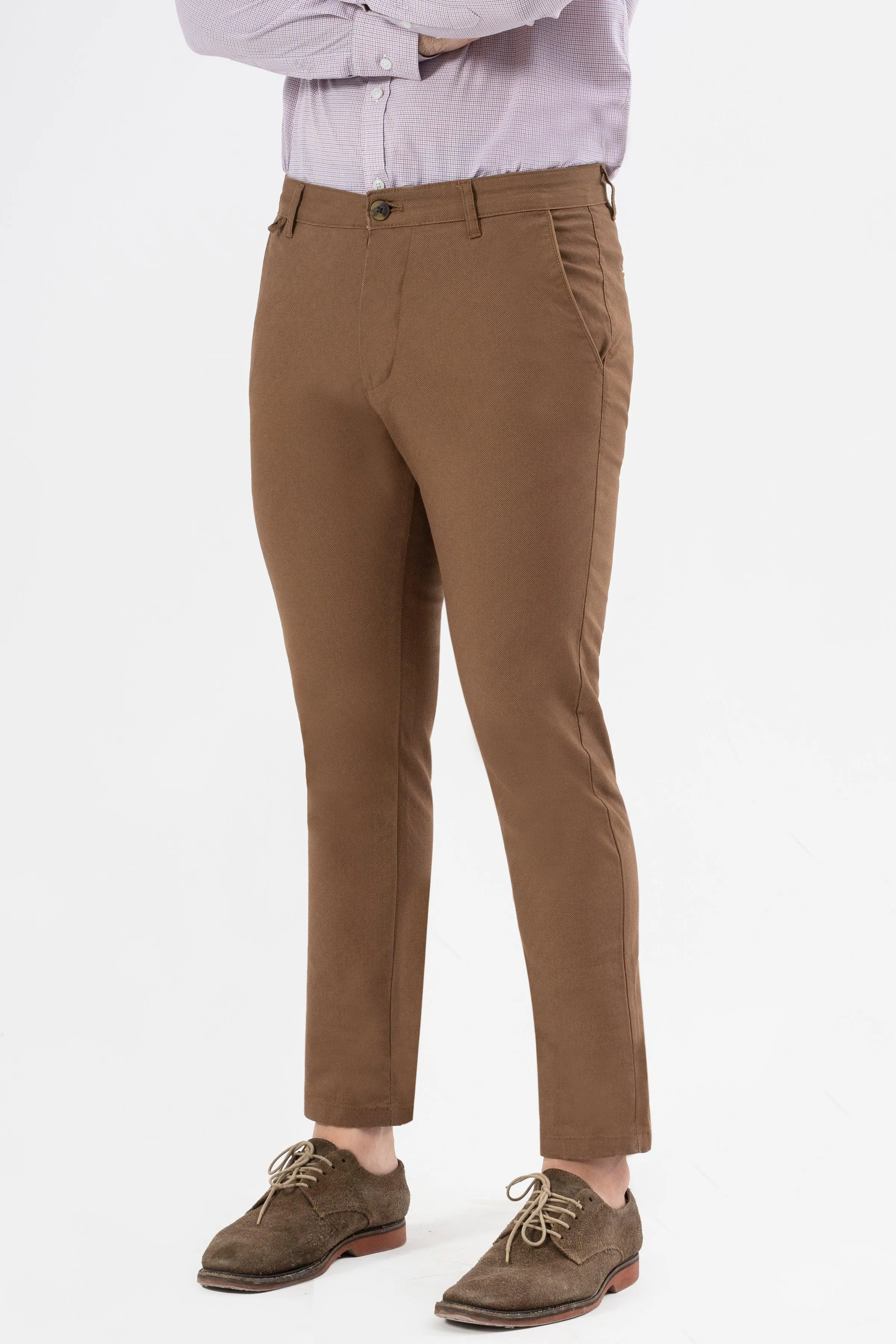 CROSS POCKET PRINTED SLIMFIT PANT BROWN