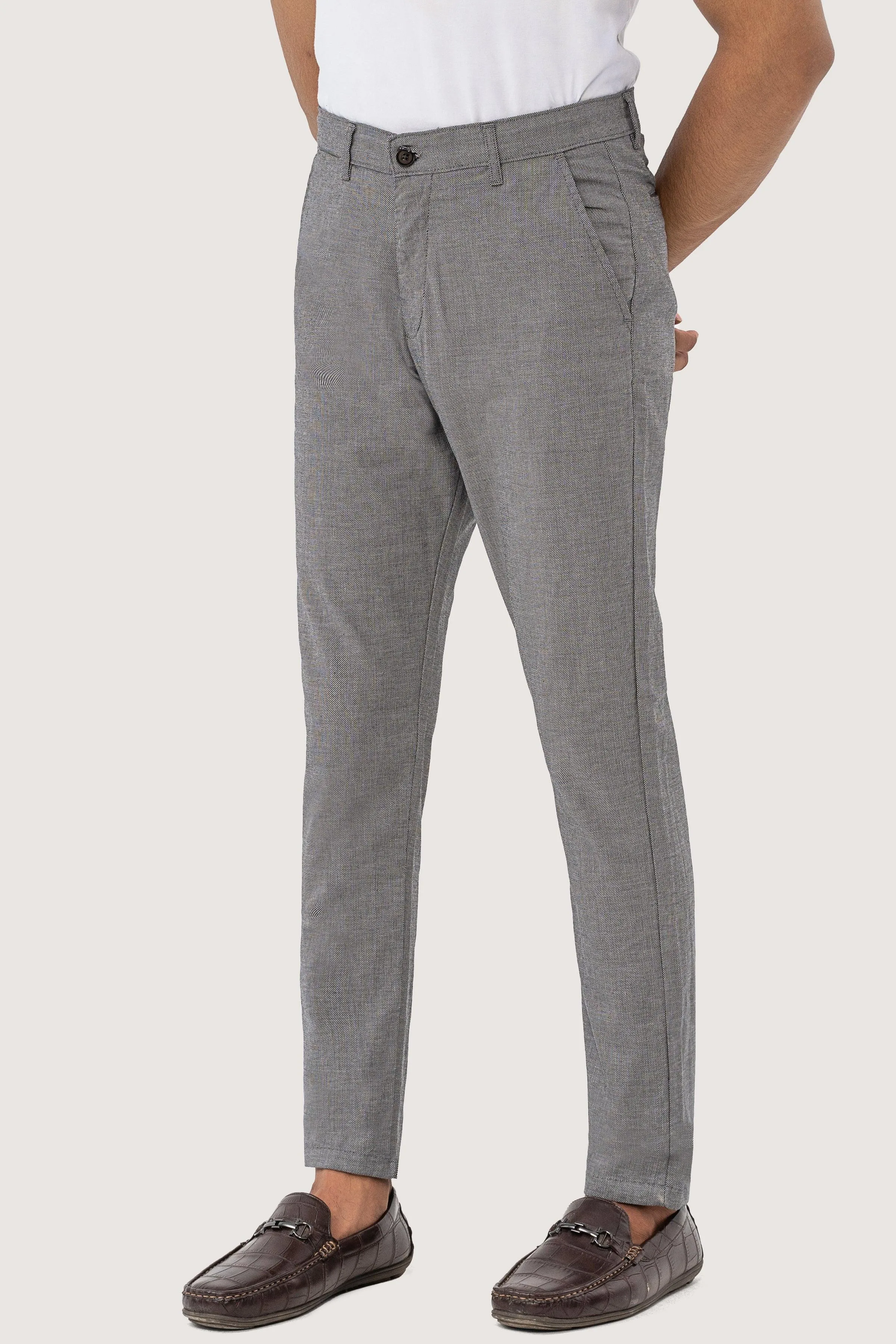 CROSS POCKET SELF TEXTURED PANT GREY BLACK