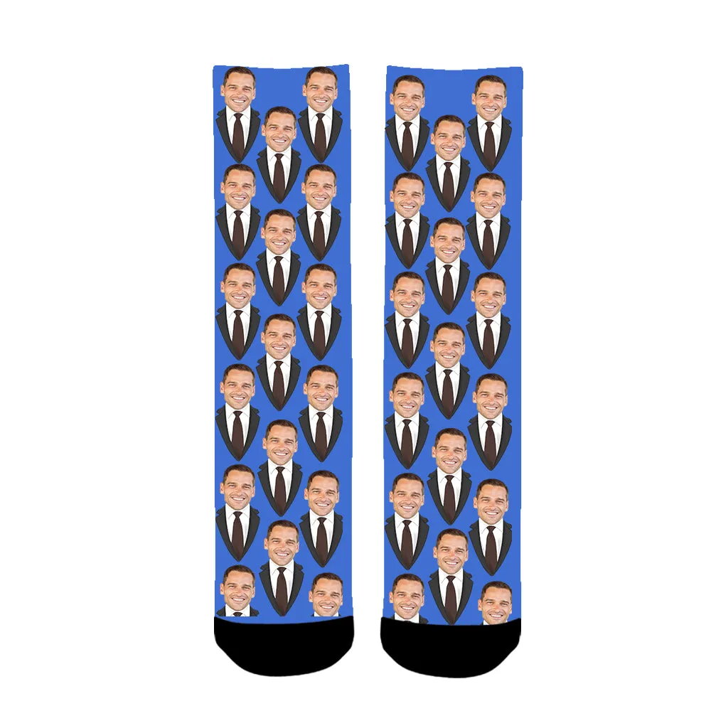 Custom Face Business Suit Photo Socks