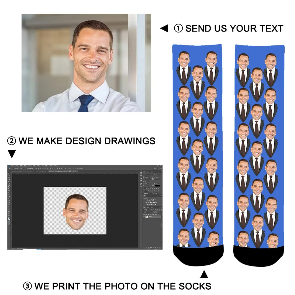 Custom Face Business Suit Photo Socks