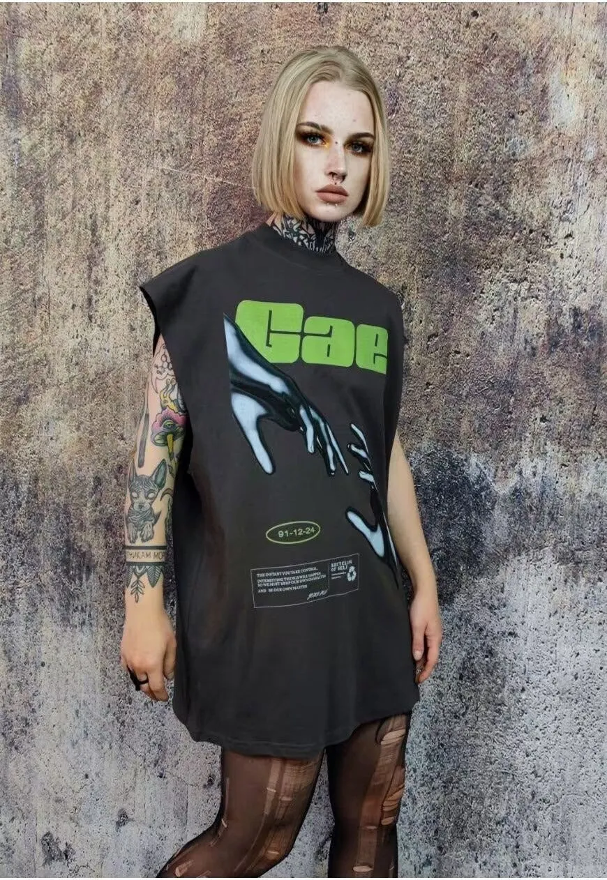 Cyberpunk sleeveless t-shirt futuristic tank top surfer vest