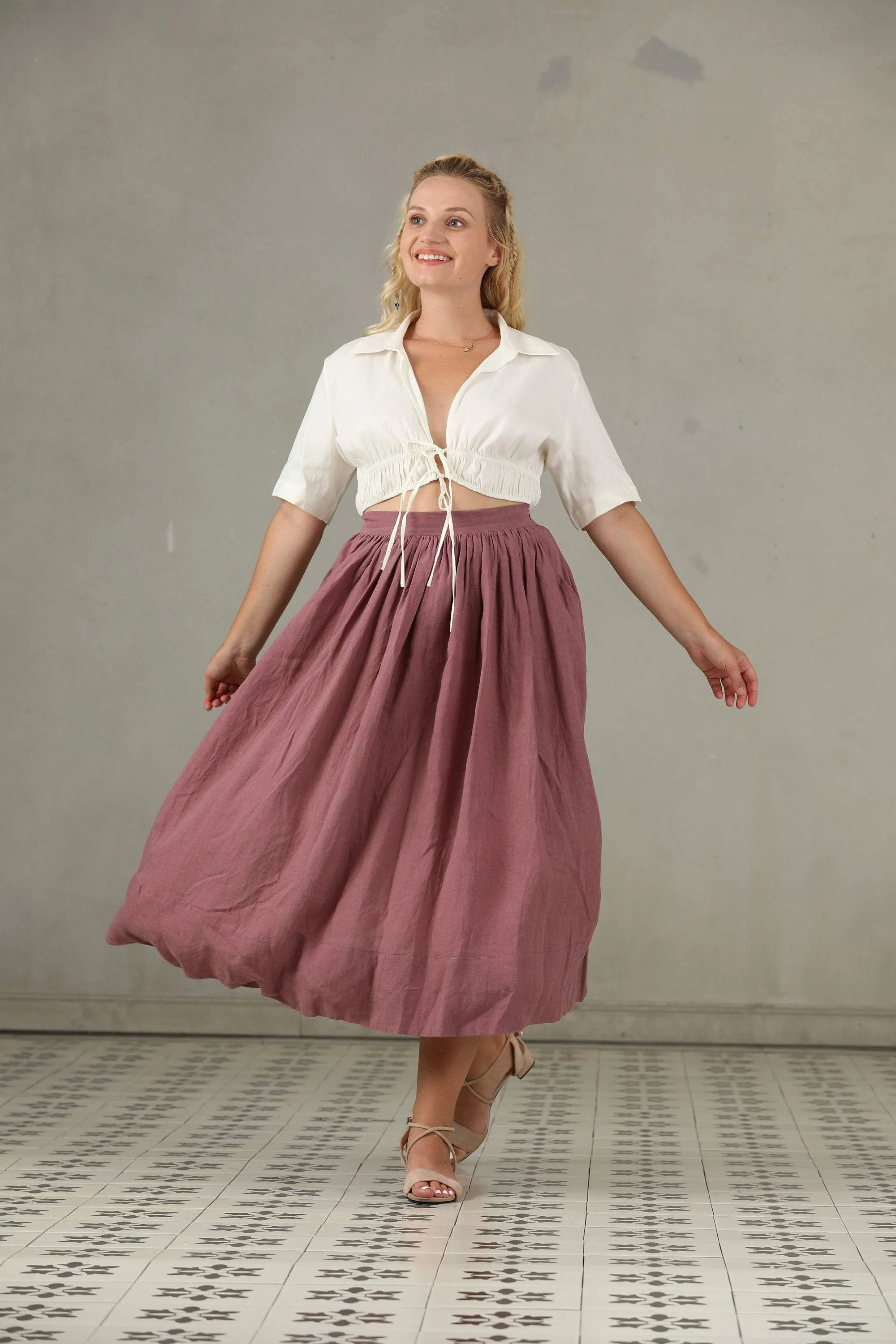 Daisy 03 | PLUS SIZE Linen Skirt