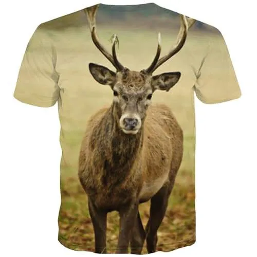 Deer T-shirt Men Animal Shirt Print Funny Tshirt Anime Lovely Tshirt Printed Anime T-shirts 3d Short Sleeve Full Print Mens Tee