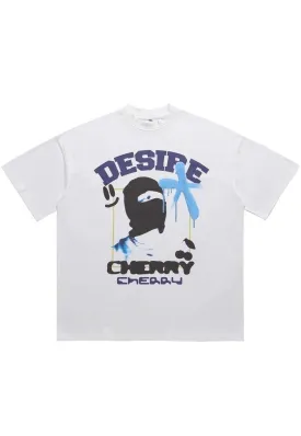 Desire slogan t-shirt balaclava print tee grunge top white