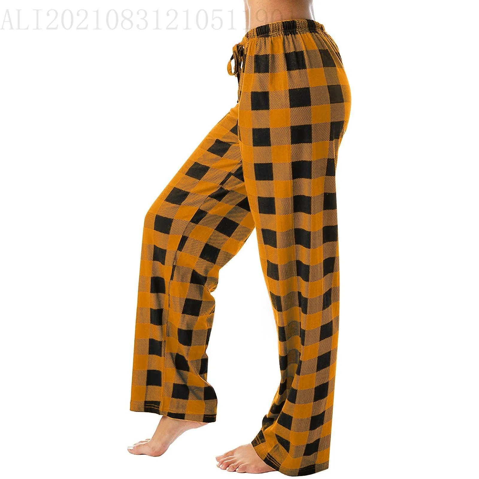 Drawstring Plaid Print Lounge Pants