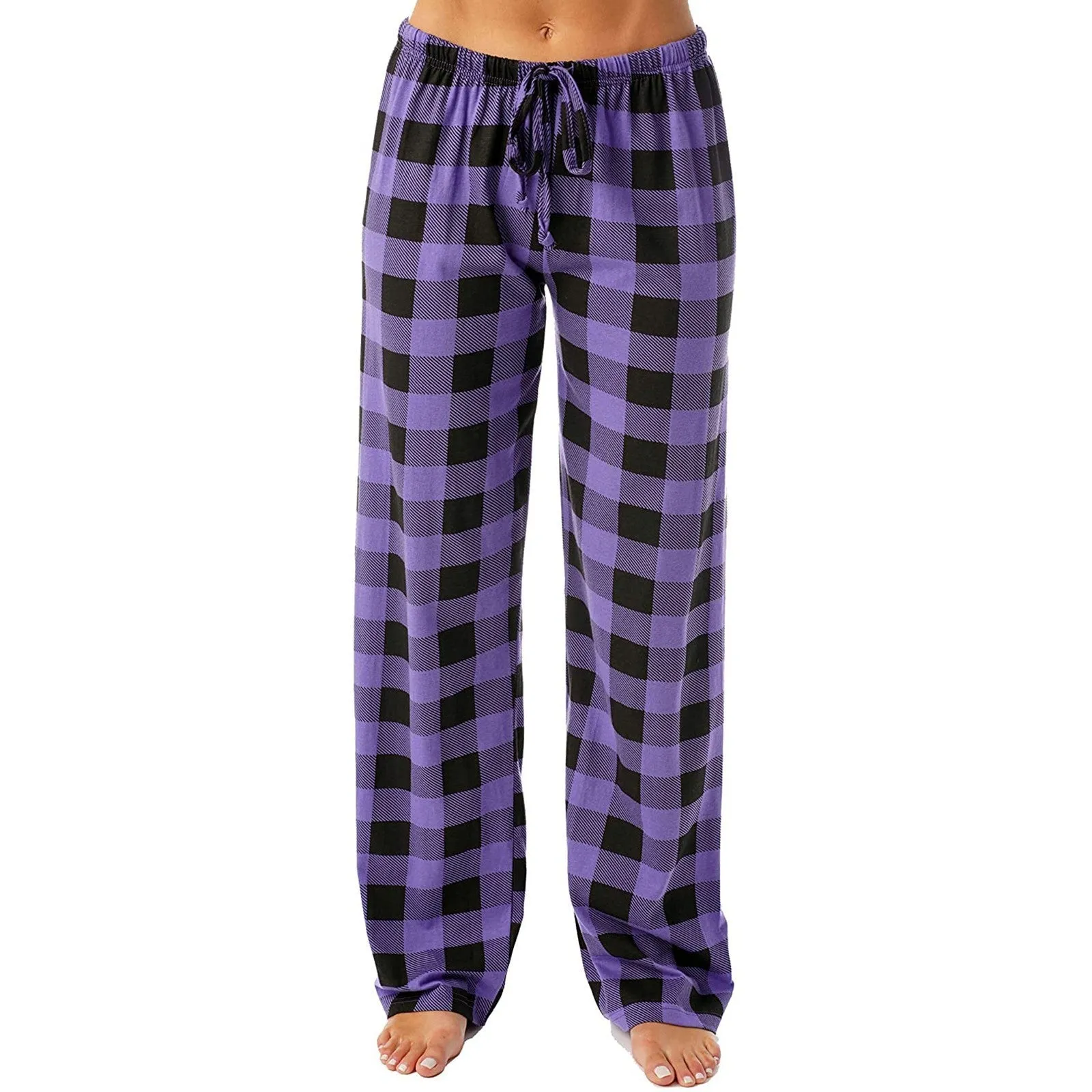 Drawstring Plaid Print Lounge Pants