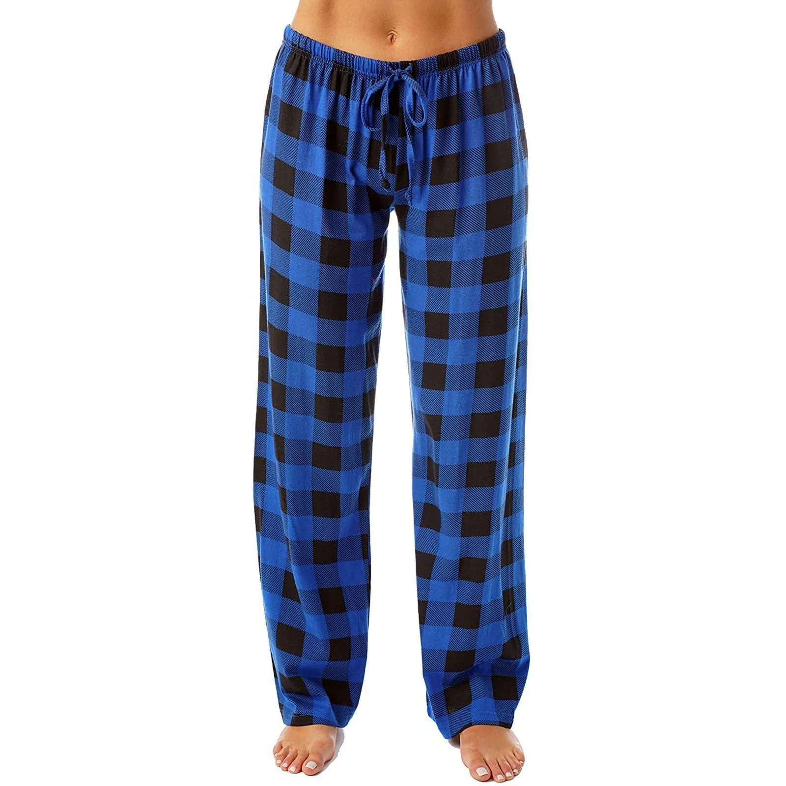 Drawstring Plaid Print Lounge Pants