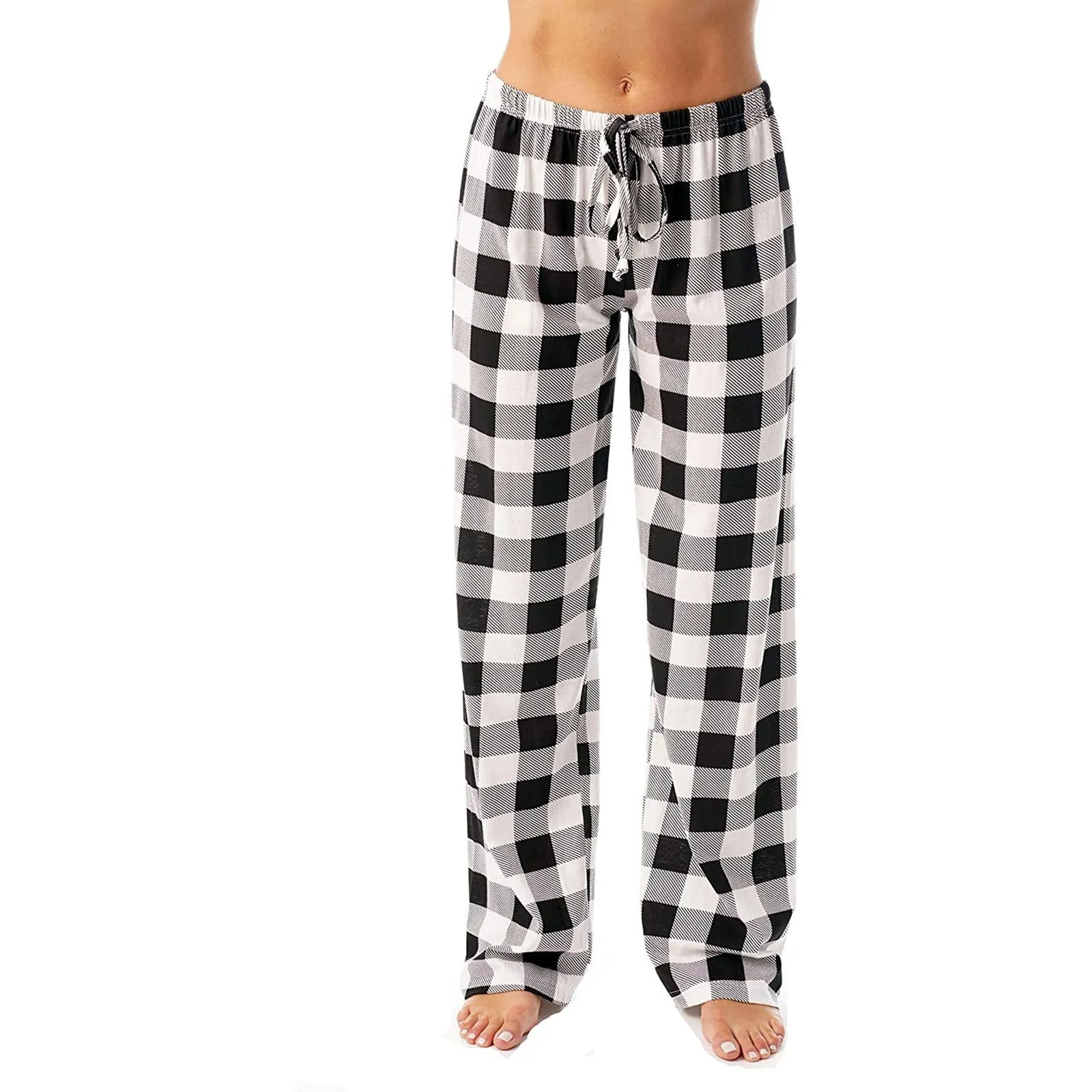 Drawstring Plaid Print Lounge Pants