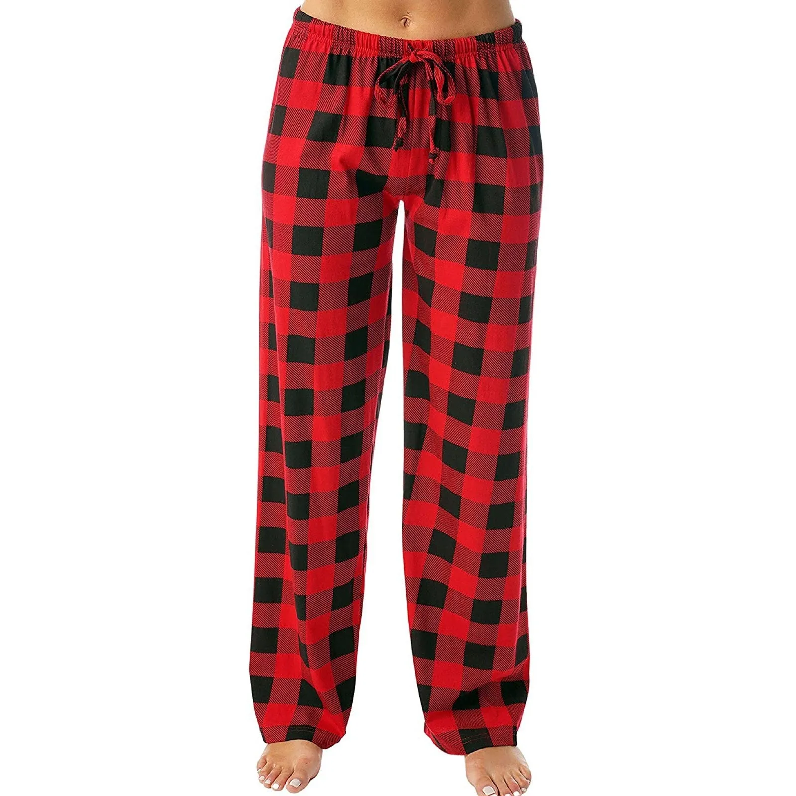 Drawstring Plaid Print Lounge Pants