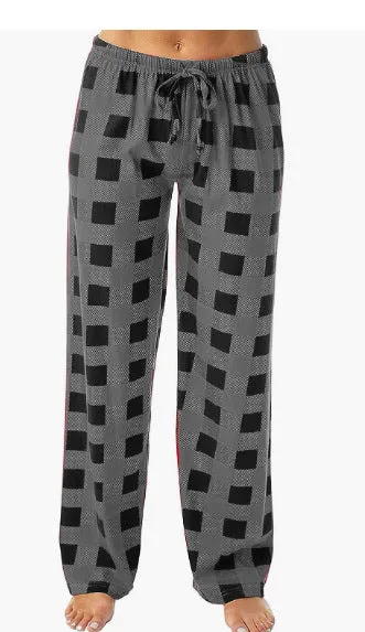 Drawstring Plaid Print Lounge Pants