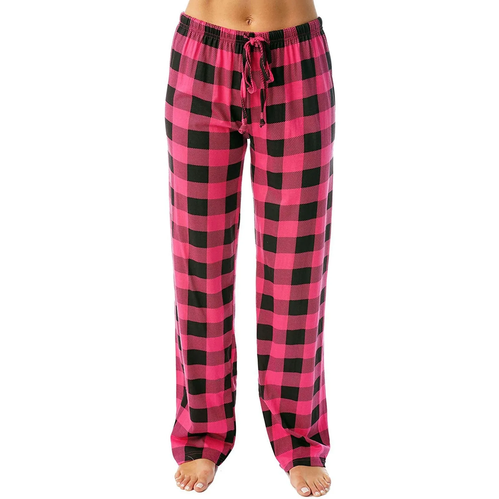 Drawstring Plaid Print Lounge Pants