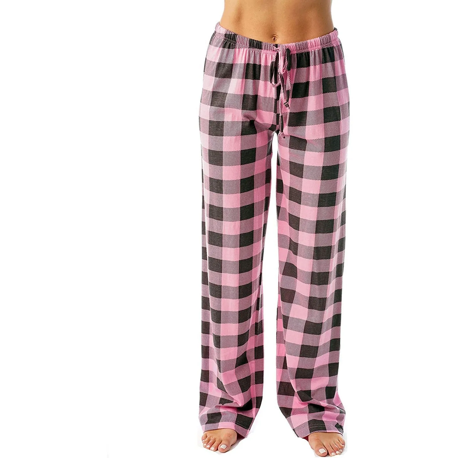 Drawstring Plaid Print Lounge Pants