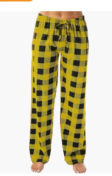 Drawstring Plaid Print Lounge Pants