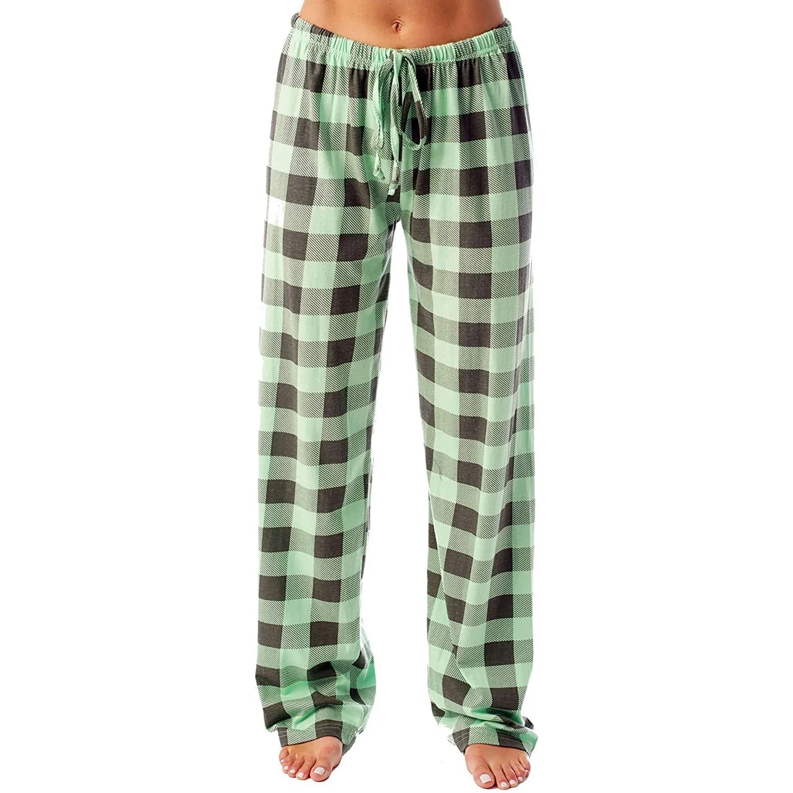 Drawstring Plaid Print Lounge Pants