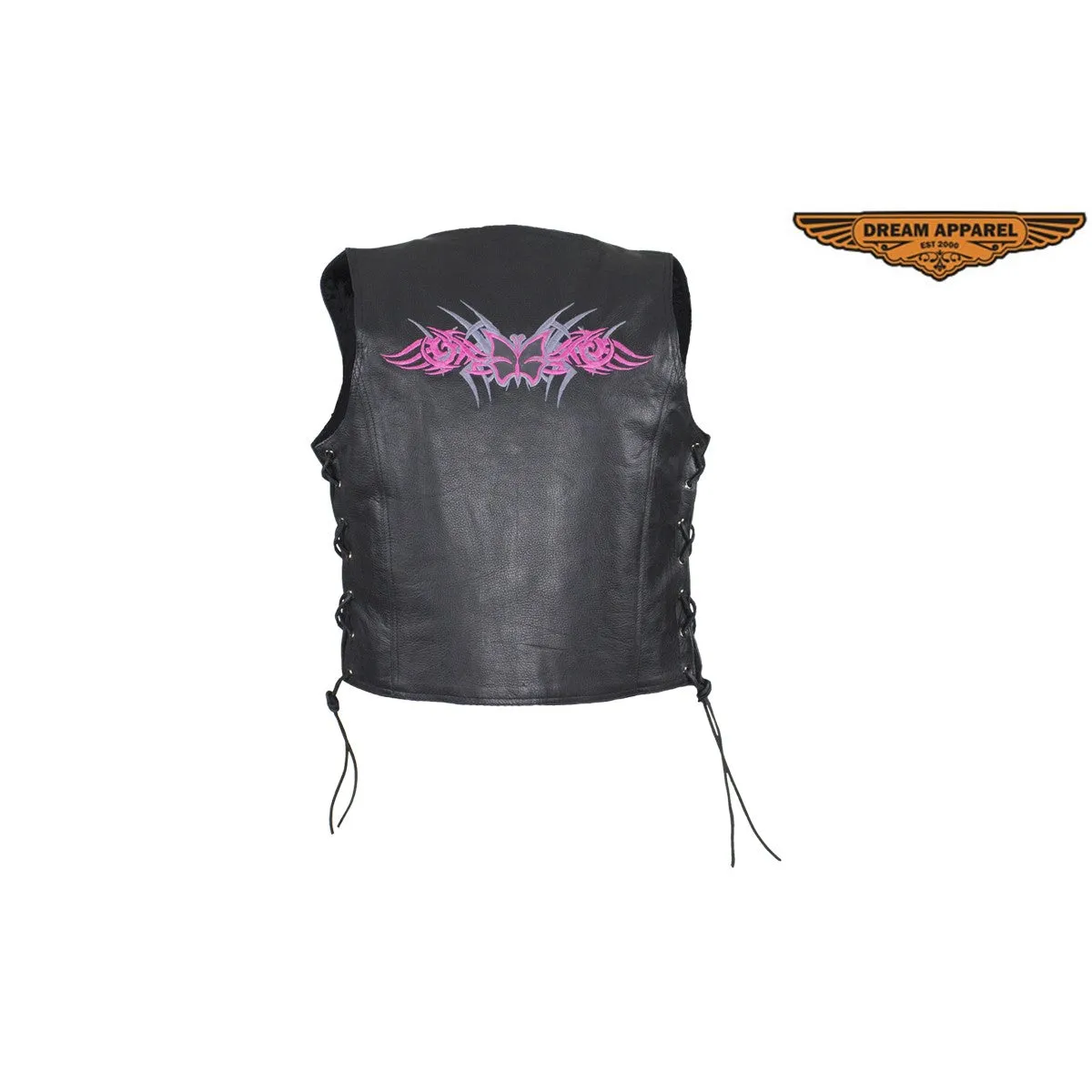 Dream Apparel Conceal Carry Pocket Vest With Small Studded Pink Butterfly