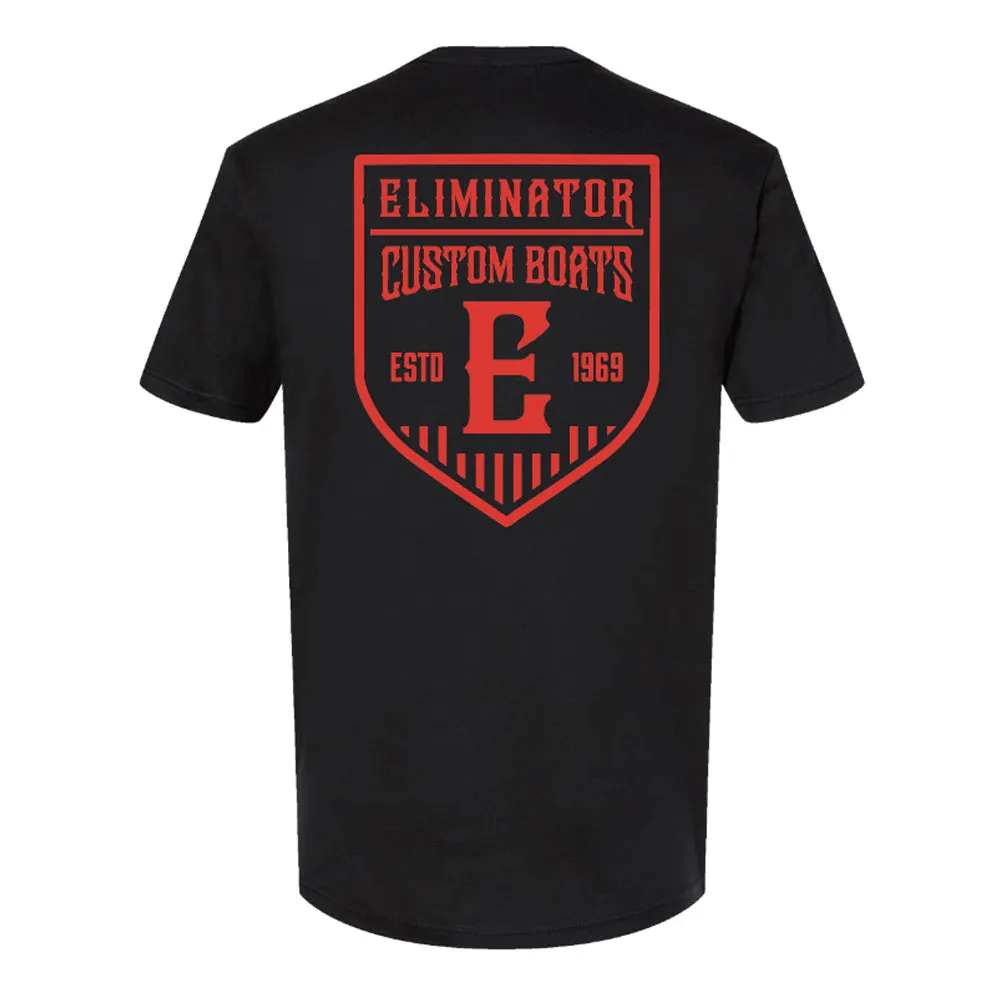 Eliminator Custom Boats Men's T-Shirt- Black/Red