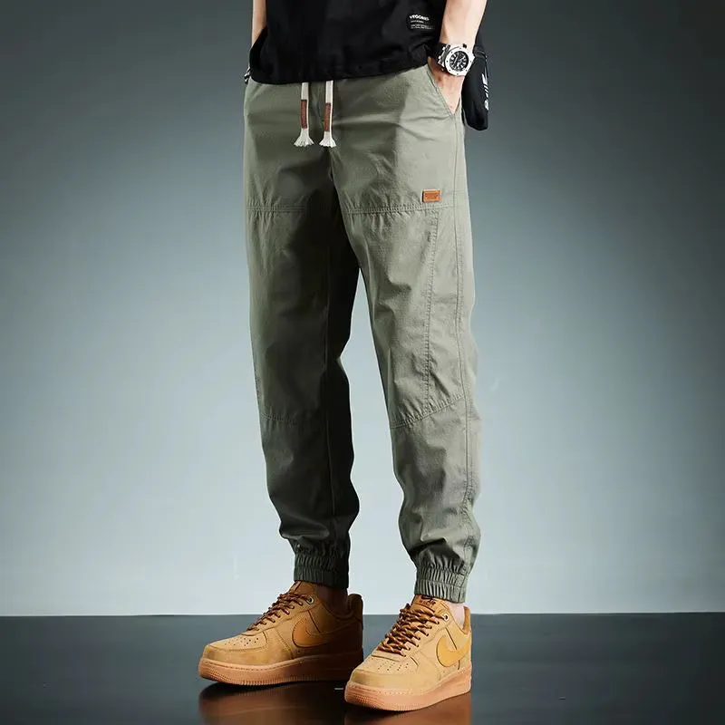 Elite Mens Clothing Elastic Solid Color High Waisted Pockets Trousers Casual  Style