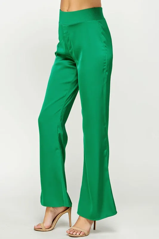 Emerald Waist Band Satin Pants