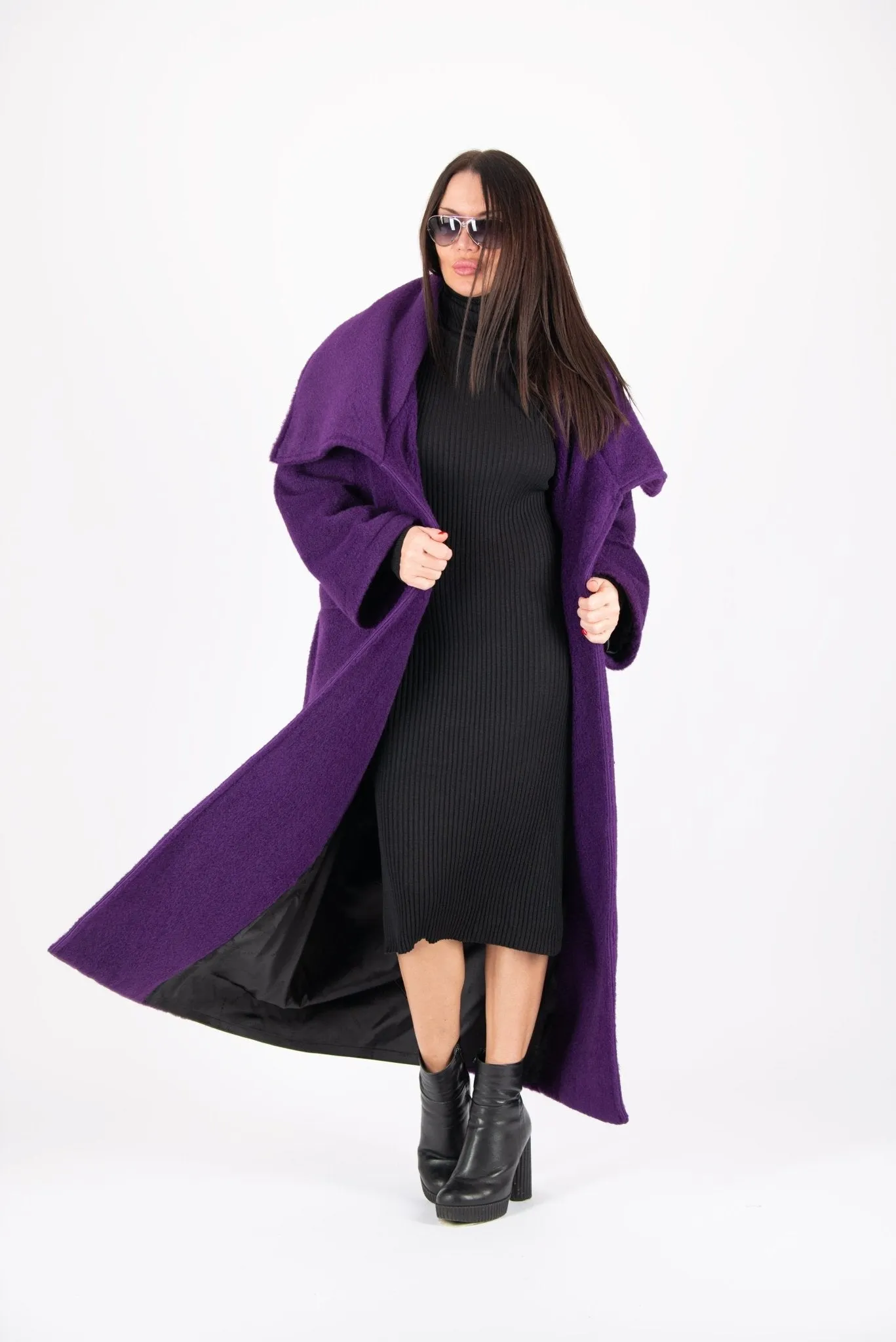 ERIN Winter Fur Purple Coat ON SALE