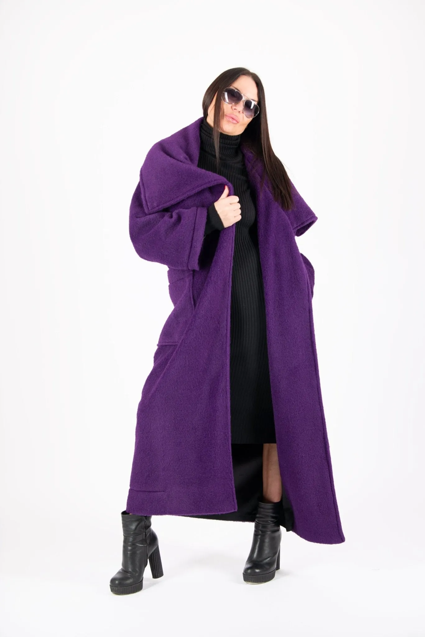 ERIN Winter Fur Purple Coat ON SALE