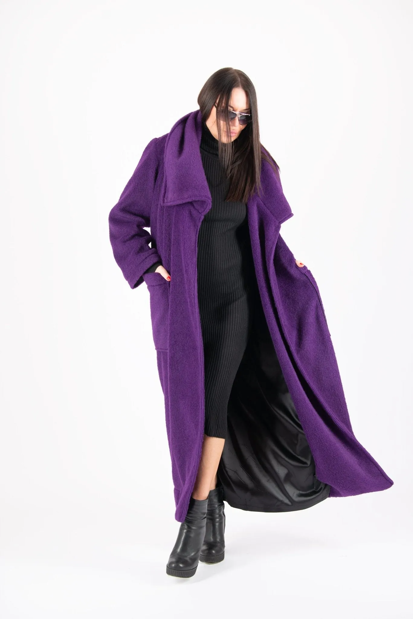 ERIN Winter Fur Purple Coat ON SALE