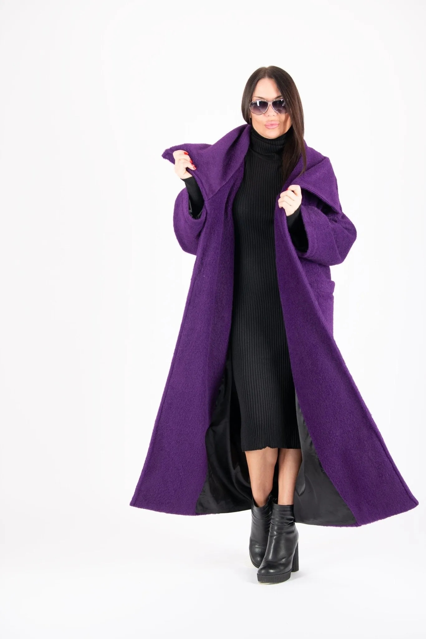 ERIN Winter Fur Purple Coat ON SALE