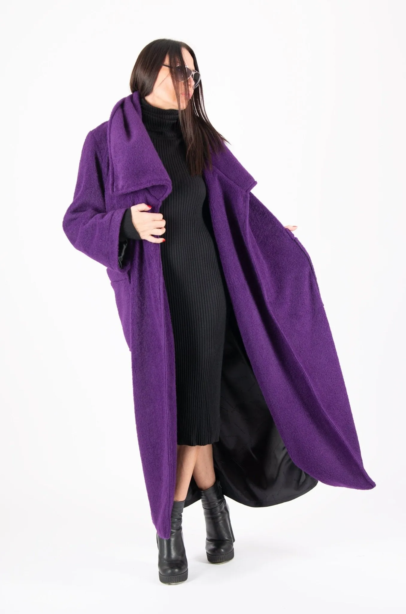 ERIN Winter Fur Purple Coat ON SALE