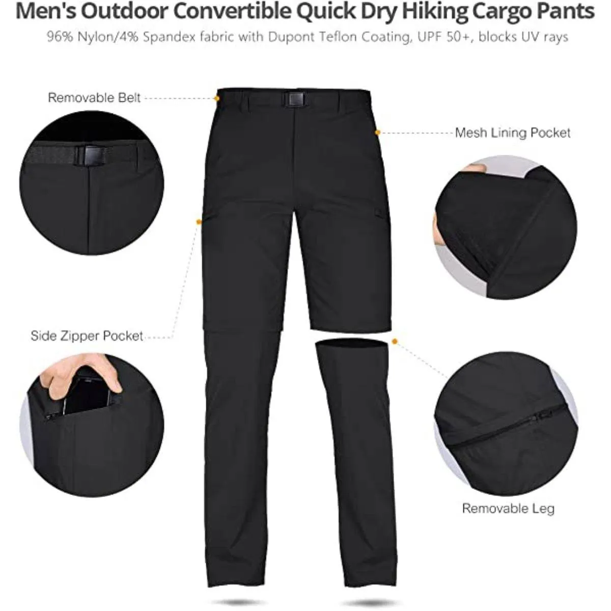 FALCON Men's Outdoor Convertible Hiking Pants