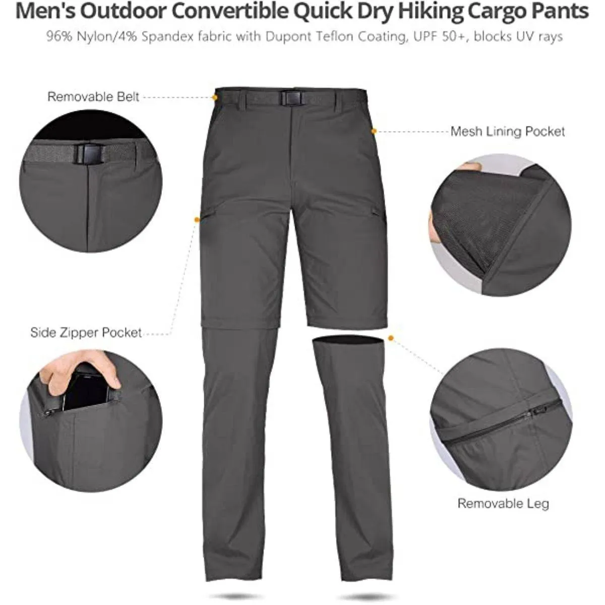 FALCON Men's Outdoor Convertible Hiking Pants