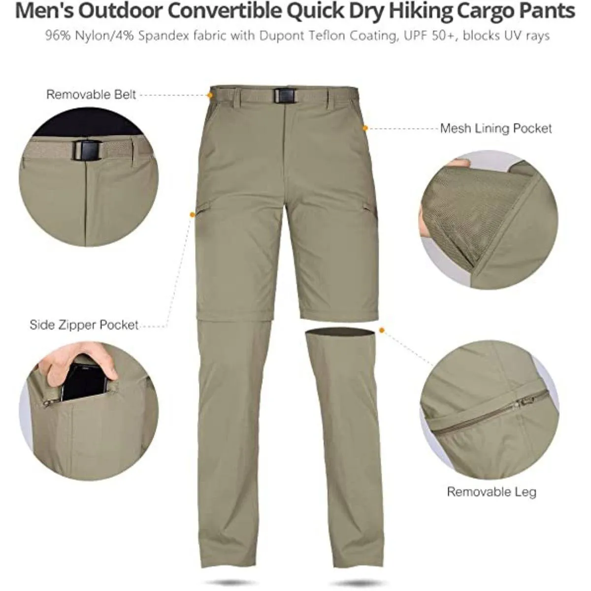 FALCON Men's Outdoor Convertible Hiking Pants