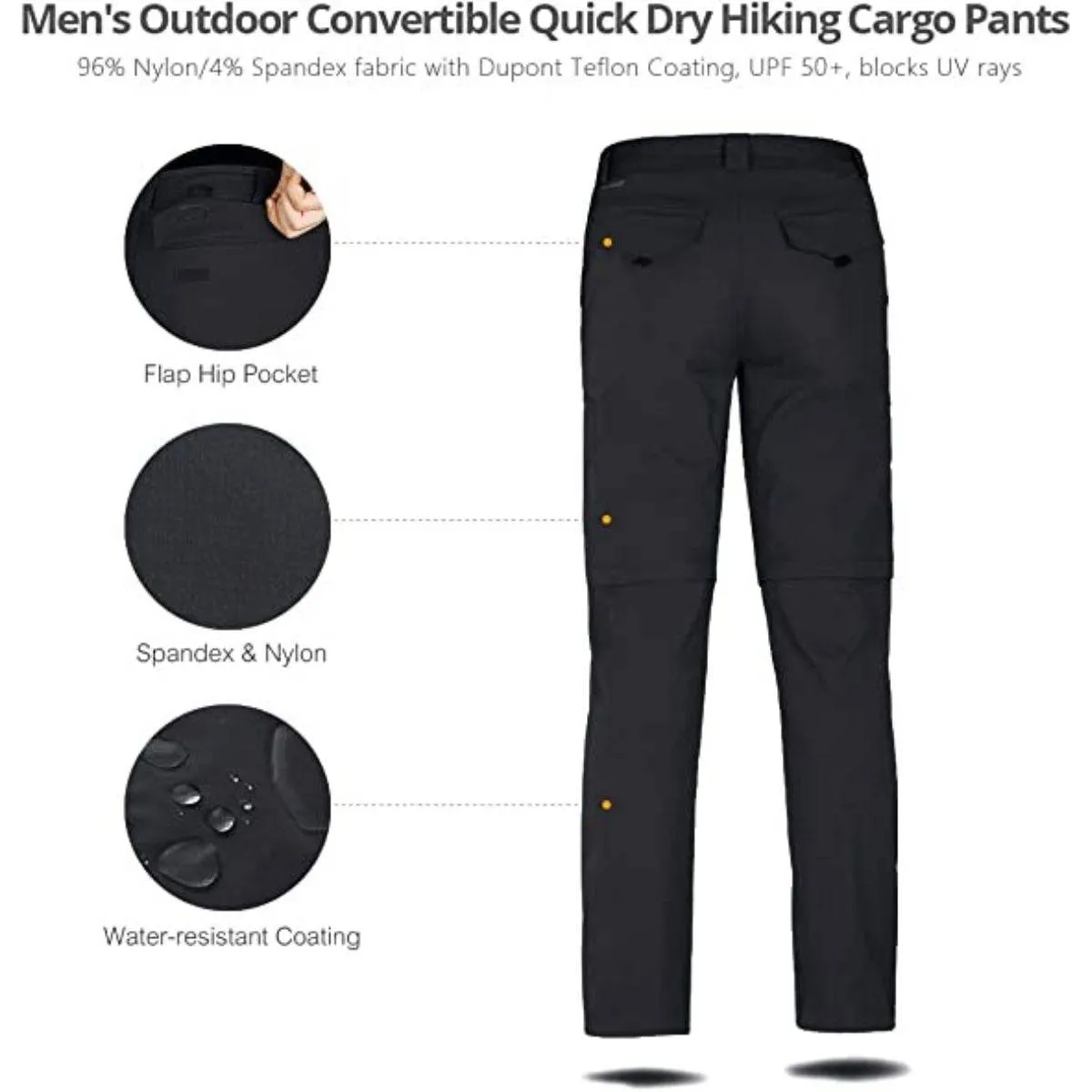 FALCON Men's Outdoor Convertible Hiking Pants