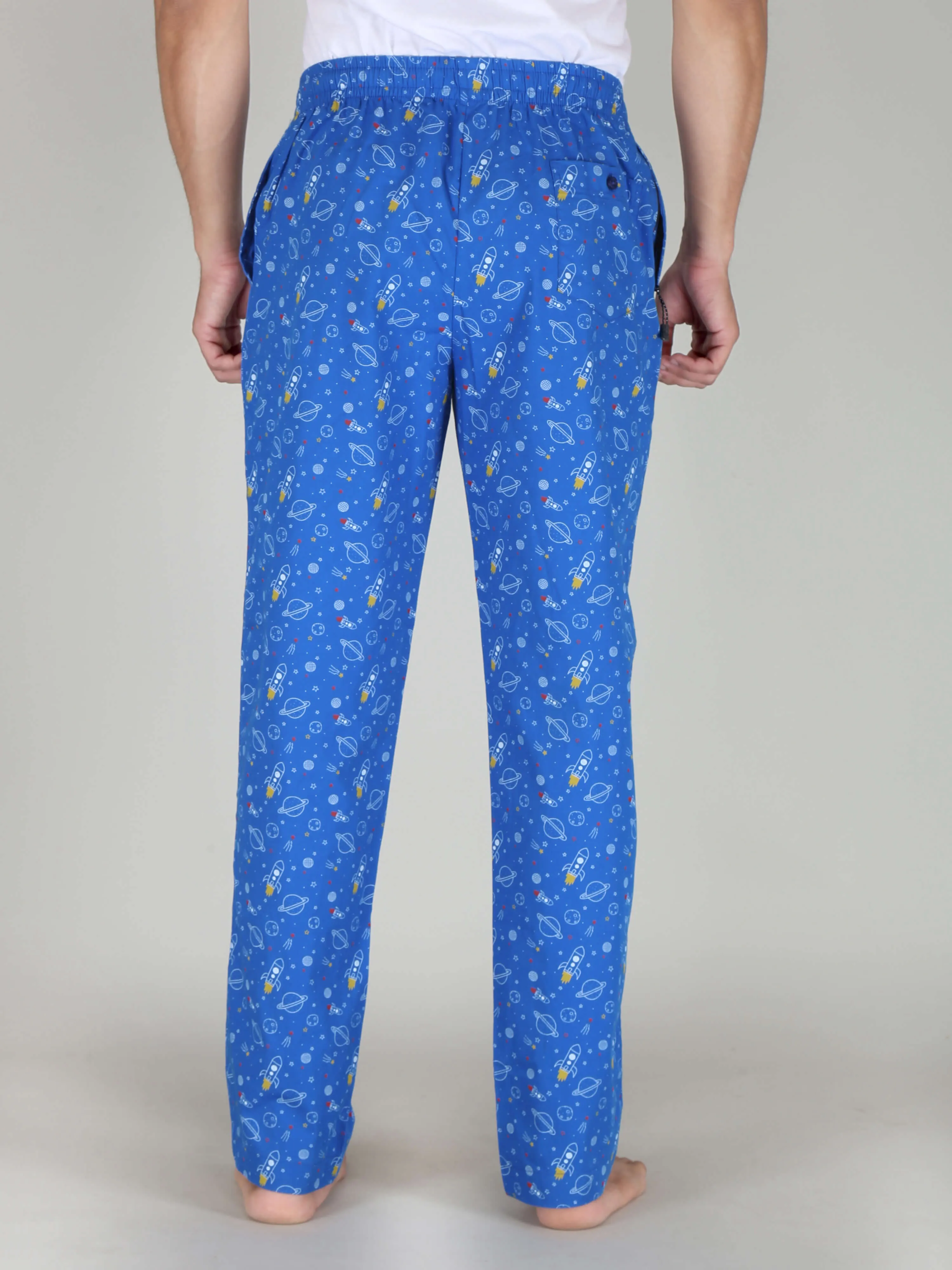 Firozi Rocket Printed Cotton Pajamas For Men