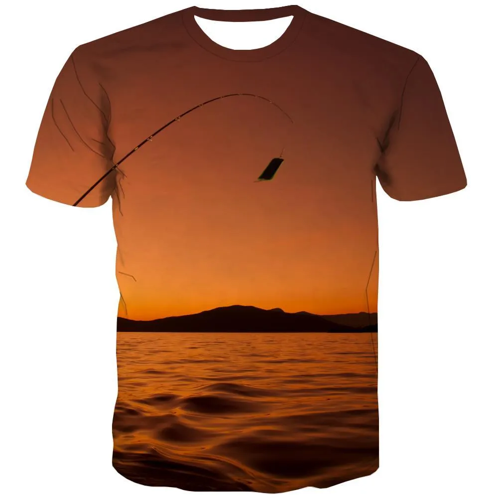 fishing T-shirt Men fish T-shirts Graphic sea Tshirt Printed Short Sleeve summer